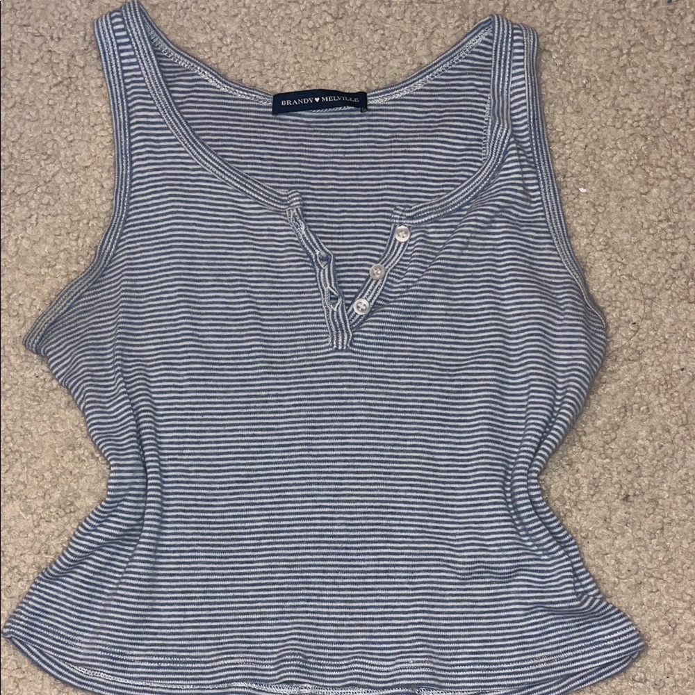 Brandy Melville Black and White Striped Tank Top